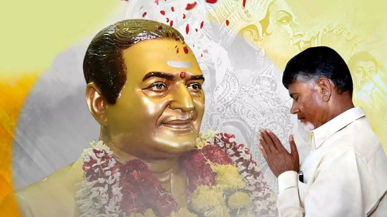 On the occasion of NTR's 102nd birth anniversary AP CM Chandrababu made a sensational post