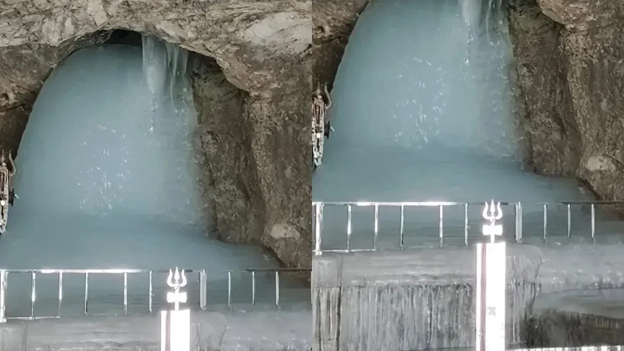 Photos of the naturally formed ice Shiva Lingam at the Amarnath Cave are circulating online and have gone viral