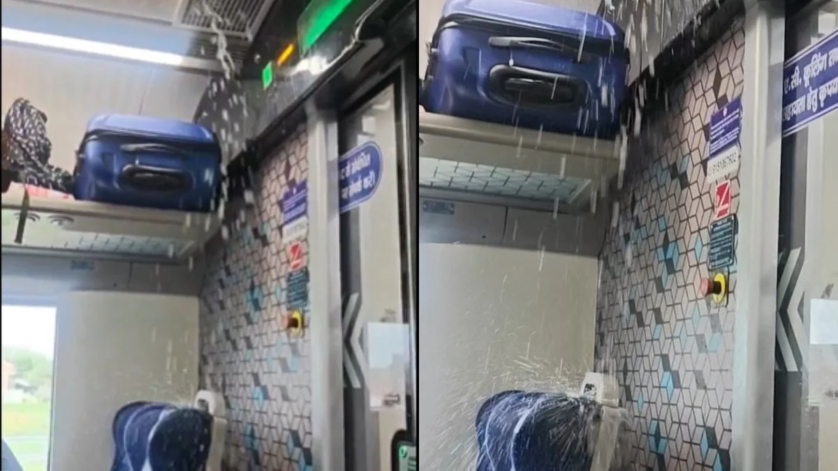 Delhi Bound Vande Bharat Express passengers Faces Heavy Water Leakage Problems watch viral video