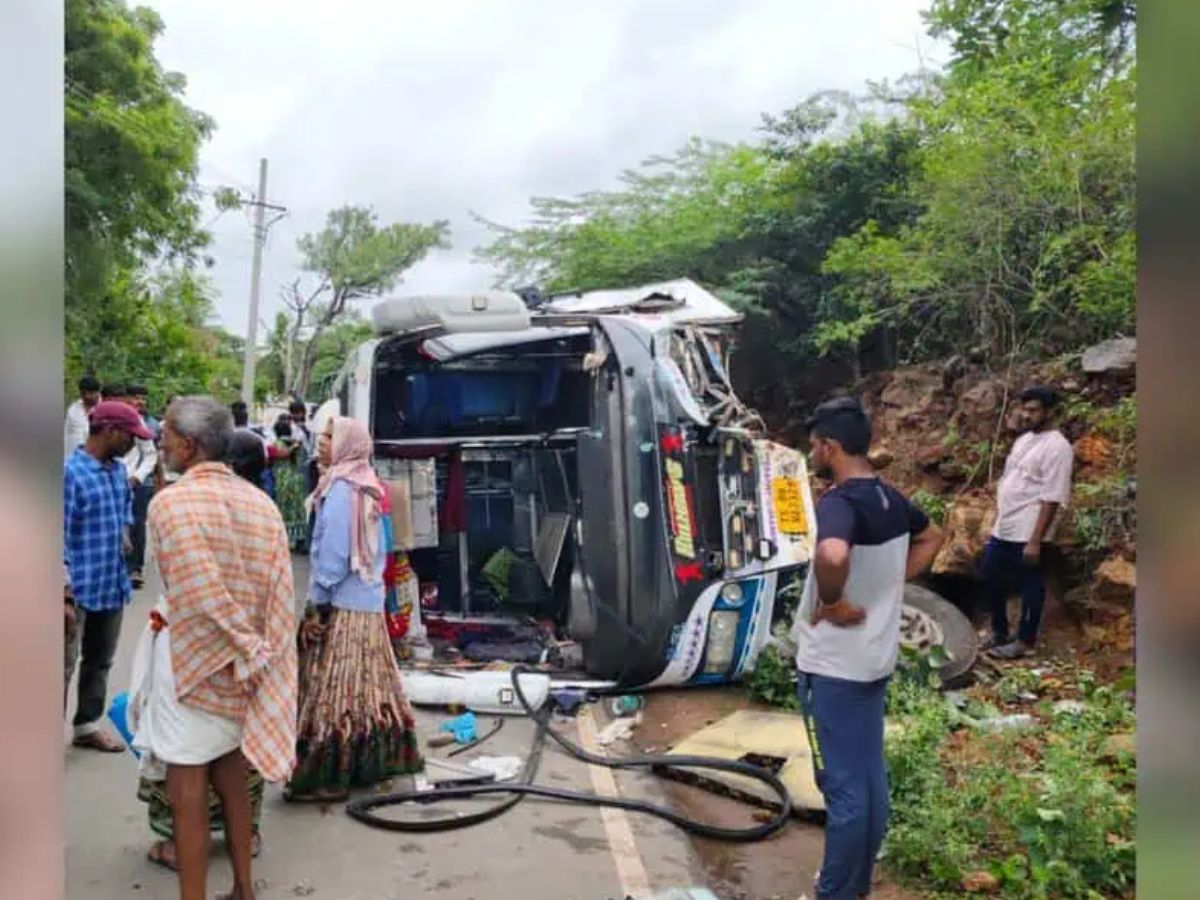 A terrible tragedy in Telangana A bus overturns, killing 25 passengers