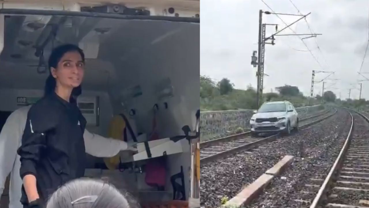 A young woman who drove a car on a railway track just for the reels