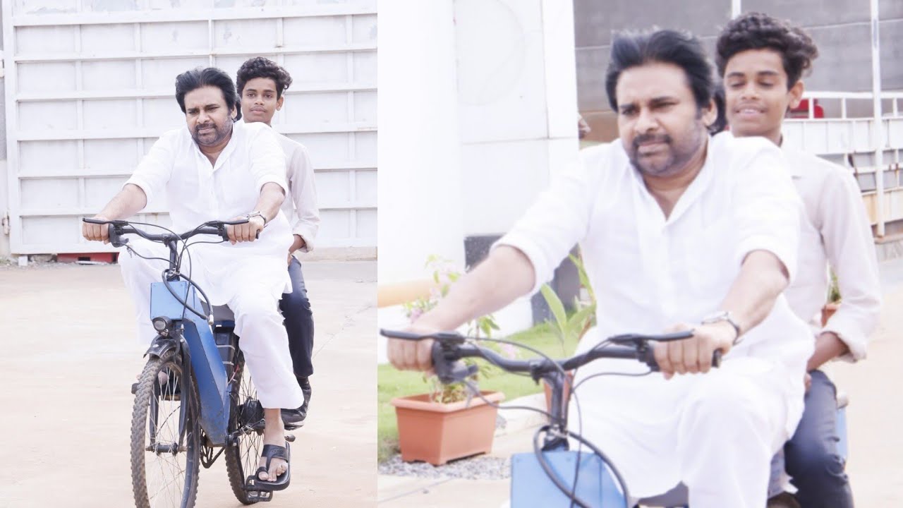 Deputy CM Pawan Kalyan Riding Battery Cycle
