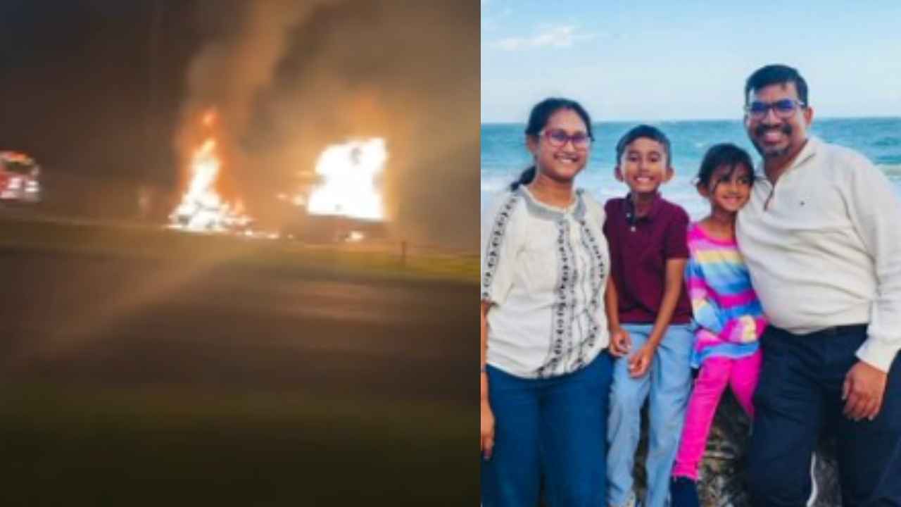Four member of family from Hyderabad burnt alive in road accident in America
