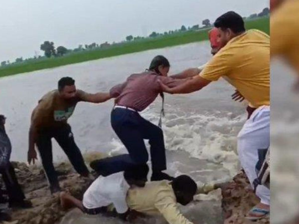 Punjab Men Form Human Bridge To Rescue 35 Children Stranded After Road Cave