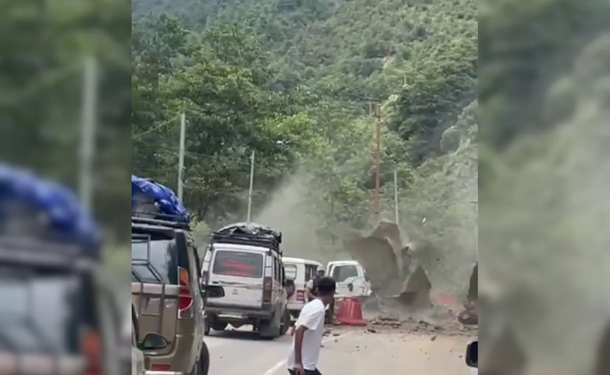 Boulders roll down hill onto traffic as landslides hit Arunachal Pradesh
