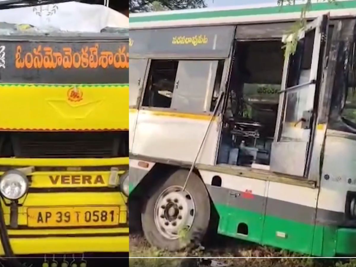RTC bus hit by private travel bus