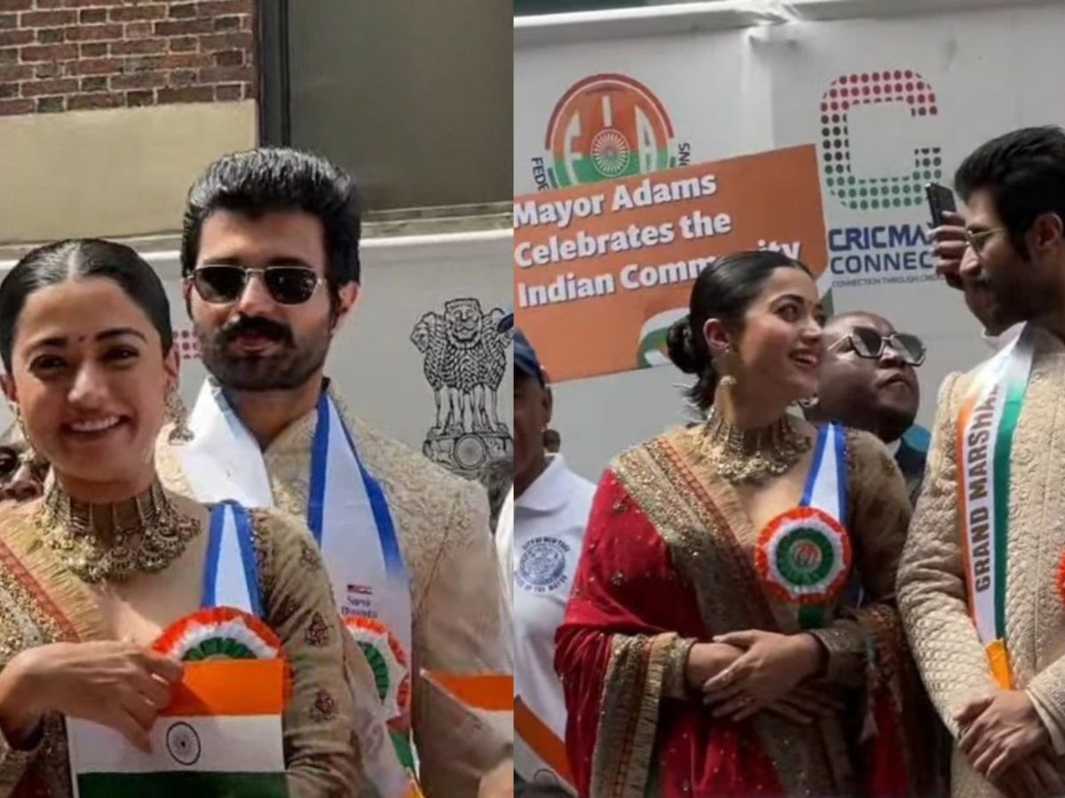 Vijay Deverakonda, Rashmika Mandanna hold hands, lead India Day Parade in New York