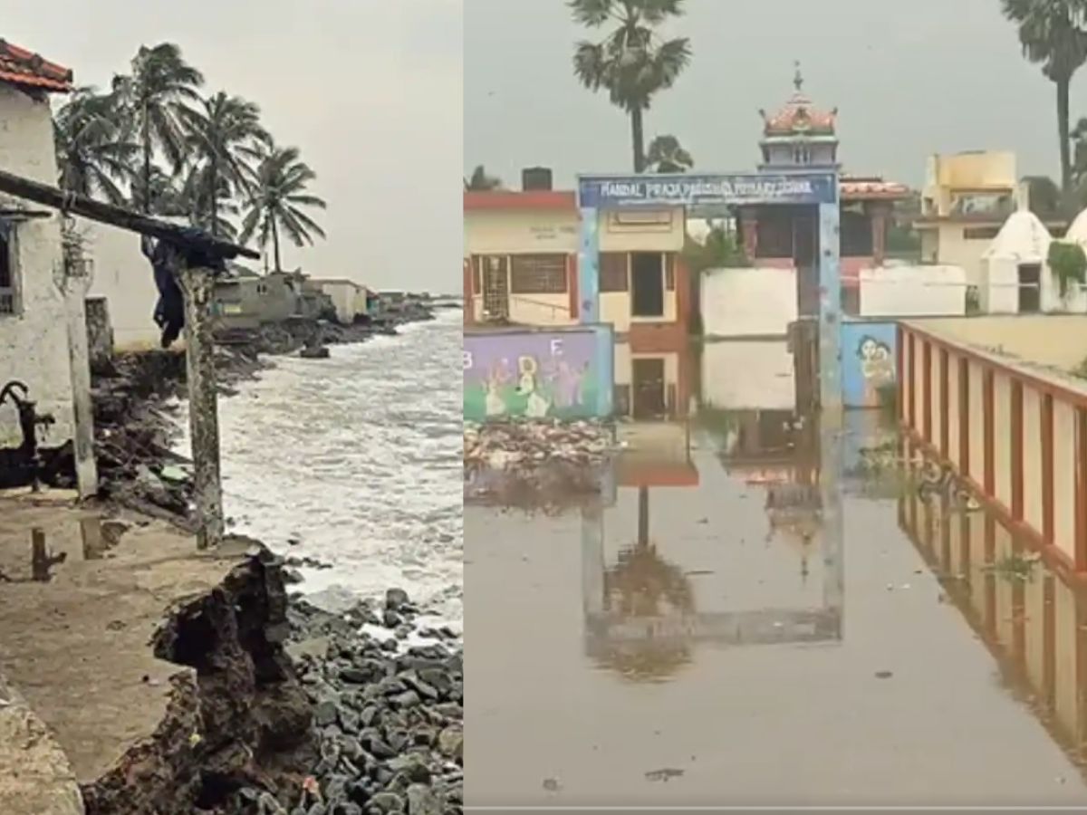Waves crashing on the shores of Uppada, Kakinada district