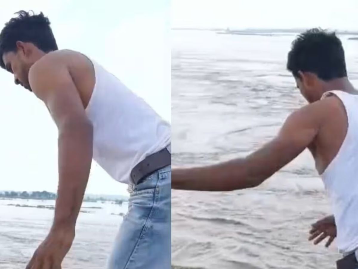 A young man jumped into the raging Yamuna after betting Rs 500, drowned after swimming for a few seconds